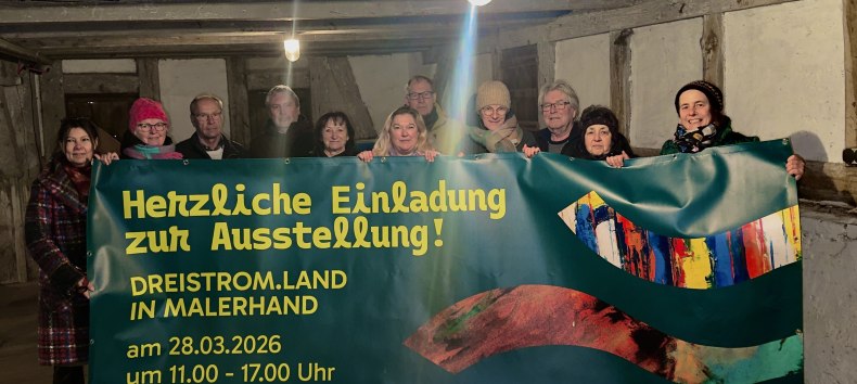 Ten artists hold the banner of "dreistrom.land in Malerhand" and invite you to the exhibition., &copy; Andreas Sagel