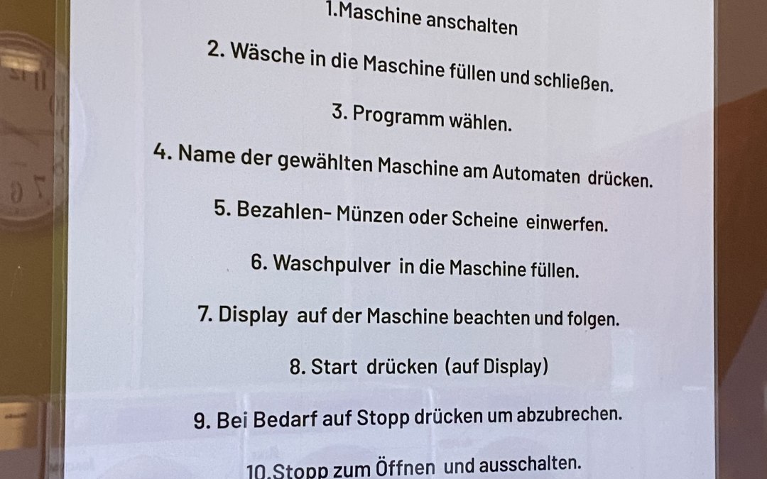 Operating instructions SB Laundromat, © Kur-und Tourismus GmbH Göhren-Lebbin