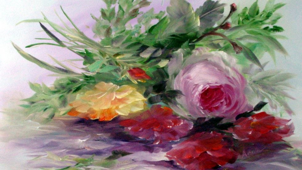 Oil painting roses, © Birgit Schön-Schneider