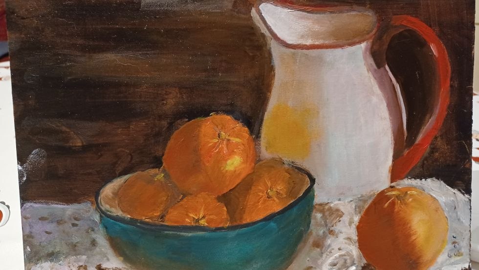 Kitchen table with mandarins, &copy; Gabriele Kr&uuml;ger