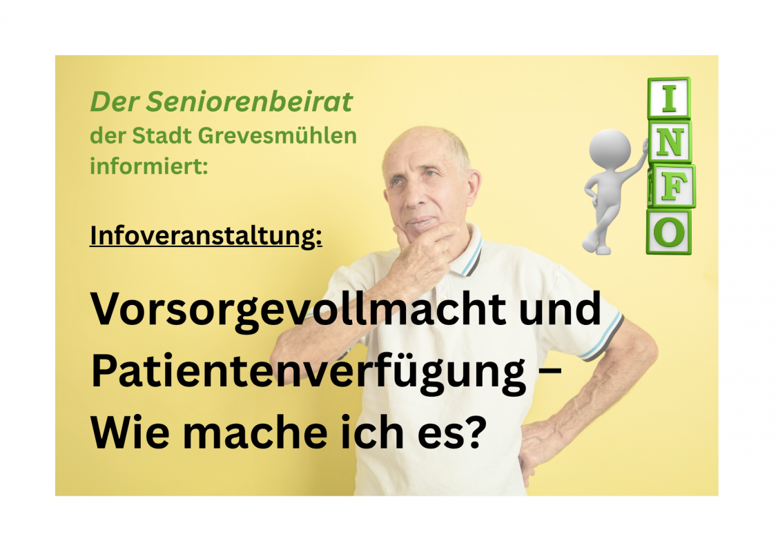 Informatieposter voor een evenement van de seniorenraad // &copy; Seniorenbeirat der Stadt Grevesm&uuml;hlen