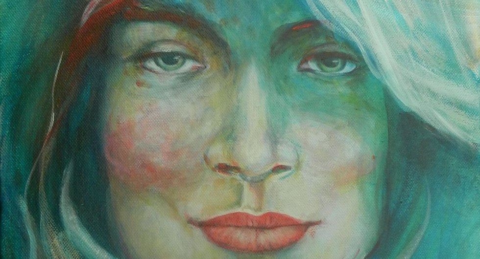 Acrylic on canvas, 60/30 cm, The point is not to become a different person, but to see who I am, as creation intended me to be. // &copy; Nicole Franke