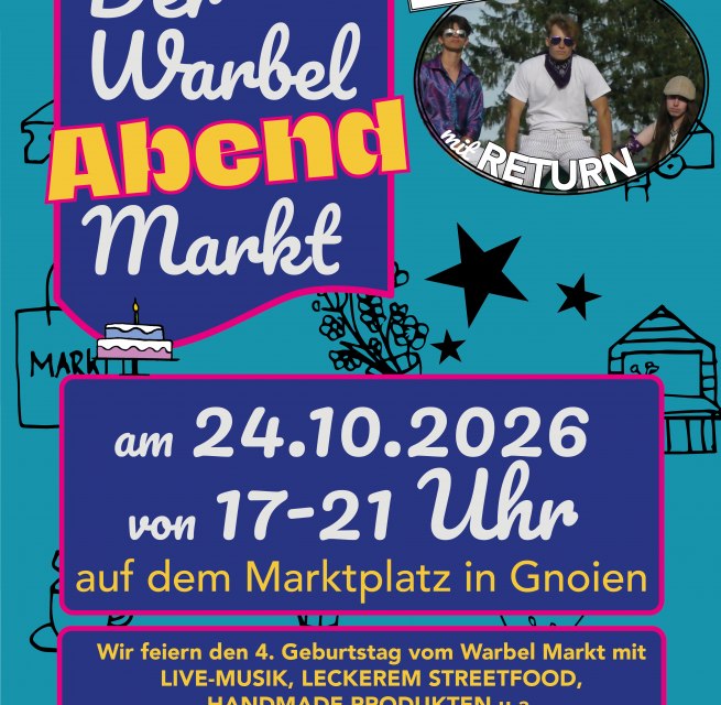 4 Jahre Warbel Markt und Abschluss der Samstagsmarkt Saison mit Live-Musik, gutem Essen und toller Atmosphäre // © Warbelstadt Gnoien 4 Jahre Warbel Markt und Abschluss der Samstagsmarkt Saison mit Live-Musik, gutem Essen und toller Atmosphäre // © Warbelstadt Gnoien