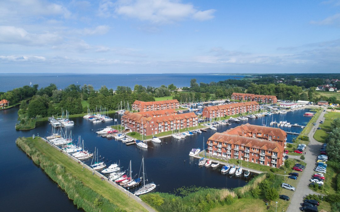 Aerial view of the marina with view of the Stettin Lagoon, © Lagunenstadt Ueckermünde