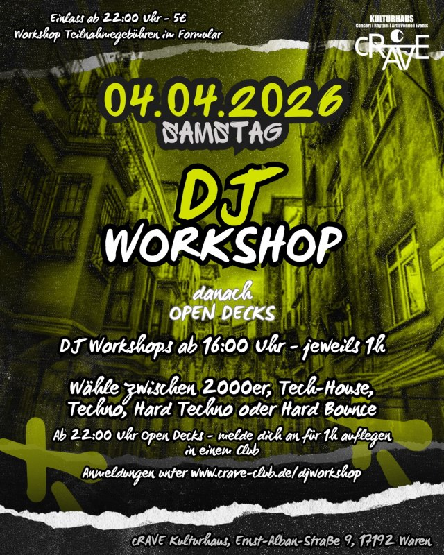 DJ Workshop & Open Decks at CRAVE Kulturhaus // &copy; cRAVE Kulturhaus