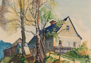 Wolfgang Mattheuer, Huis in P&ouml;hl, 1944, potlood // &copy; VG Bild-Kunst, Bonn, 2026, Foto Galerie Schwind, Leipzig