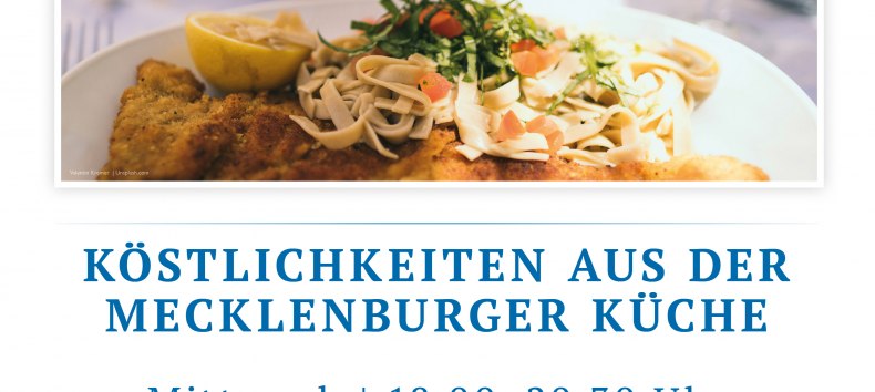 Rustically prepared regional specialties from Mecklenburg, e.g. fish, meat and fresh side dishes, appetizingly presented., &copy; spreepiraten&reg;