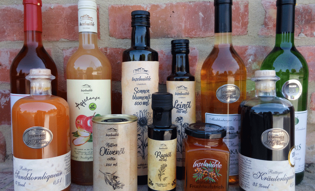 Różnorodność produktów regionalnych "Made in Usedom", © Inselmühle Usedom GmbH Różnorodność produktów regionalnych "Made in Usedom", © Inselmühle Usedom GmbH