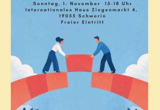 Zehn Menschen. Zehn Länder. Zehn Sprachen. Ein gemeinsames Thema: „Brücken bauen“. // © Internationales Haus Schwerin Zehn Menschen. Zehn Länder. Zehn Sprachen. Ein gemeinsames Thema: „Brücken bauen“. // © Internationales Haus Schwerin