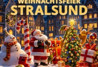 Stralsund Christmas Party, including a buffet, all-you-can-drink package, and entertainment program // © Ikovera UG (KI-bearbeitet) Stralsund Christmas Party, including a buffet, all-you-can-drink package, and entertainment program // © Ikovera UG (KI-bearbeitet)