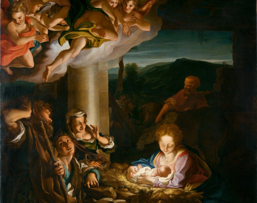 Detail from the copy of the painting "Holy Night" by Correggo. Painted by Klinkowström., © TVV@Bock.de