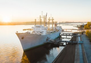 View of the traditional ship, which houses the maritime museum, &copy; Eric Gro&szlig;