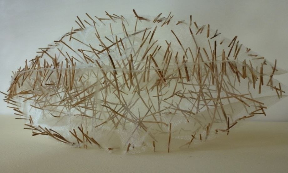 STACHELEI 2014 pine needles gauze 15x15x27cm, &copy; Angela Kiersch