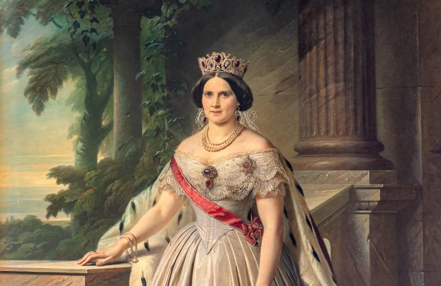 Portret van groothertogin Auguste - zij was de eerste van drie vrouwen van groothertog Friedrich Franz II - ze stierf jong