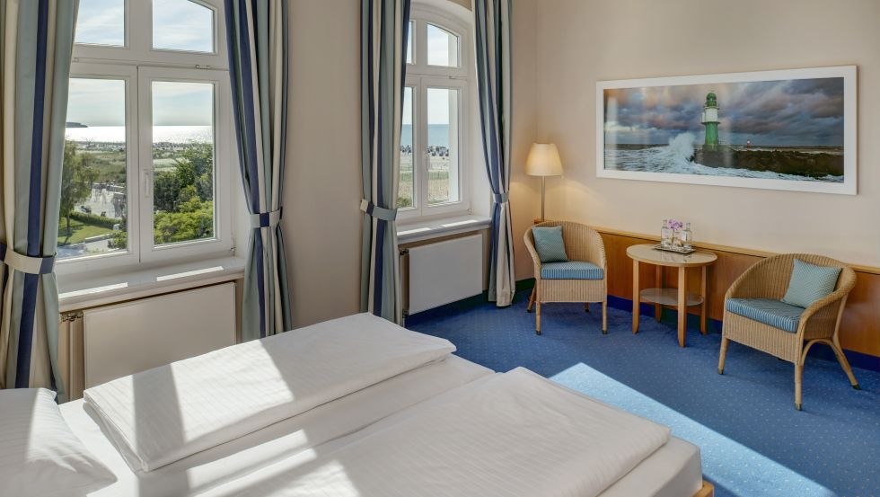 Voorbeeld van een kamer in Hotel Am Leuchtturm, © Hotel Am Leuchtturm