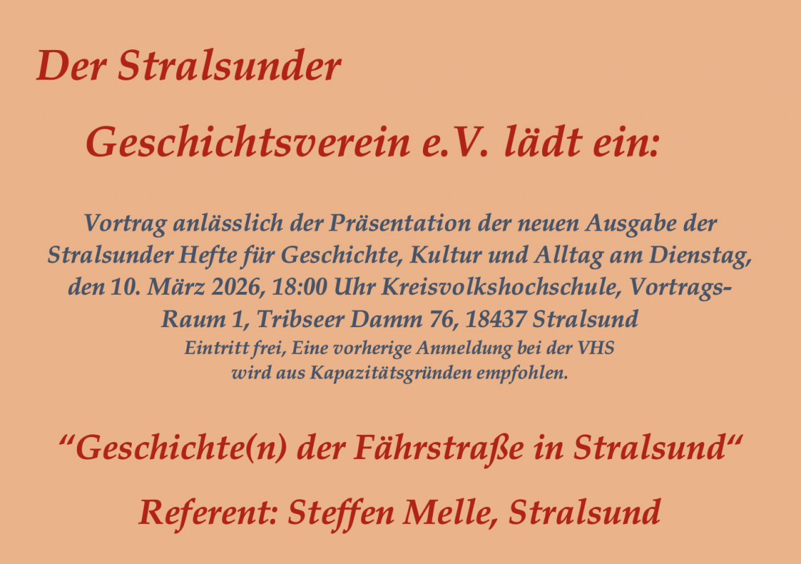 Flyer, © Stralsunder Geschichtsverein e.V. Flyer, © Stralsunder Geschichtsverein e.V.