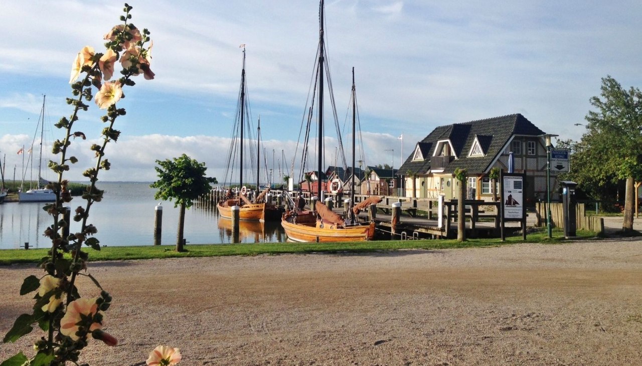 Uitzicht op de haven van Althagen vanuit de rokerij, © Räucherhaus Ahrenshoop · Foto Marie Klus