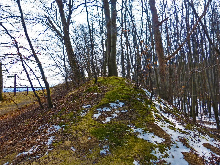 Prawdopodobnie najstarszy wał zamkowy na Rugii zimą, © Archäo Tour Rügen