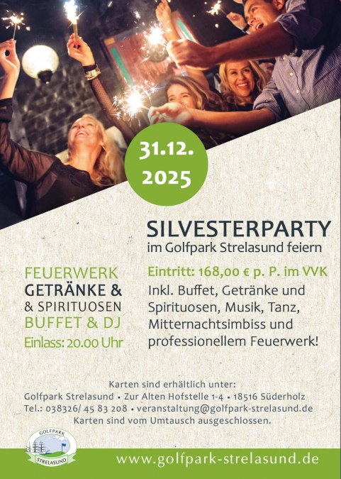 Ulotka imprezy sylwestrowej w Golfpark Strelasund,, © Golfpark Strelasund