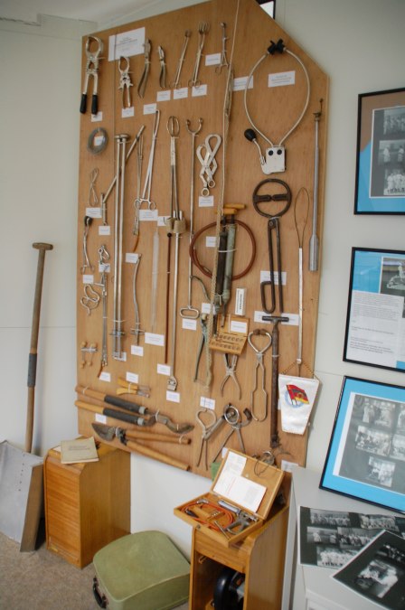 Display wall with veterinary instruments, © Franziska Hagen/Verein UNS RIEMS Display wall with veterinary instruments, © Franziska Hagen/Verein UNS RIEMS