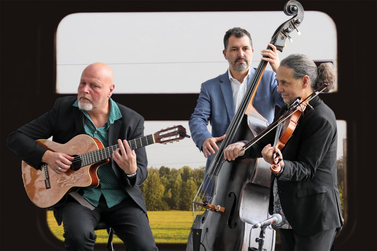 Thomas Braun Trio,Thomas Braun (viool & bugel), Andreas Gomoll (gitaar) en Enrique Marcano Gonz&aacute;lez (contrabas), &copy; Thomas Braun