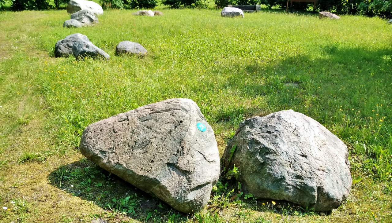 Obecnie w ogrodzie znajdują się 32 głazy. Kamienie są ponumerowane, a tabliczka informuje o rodzaju kamienia na podstawie numeru., © Wolfgang Mamat