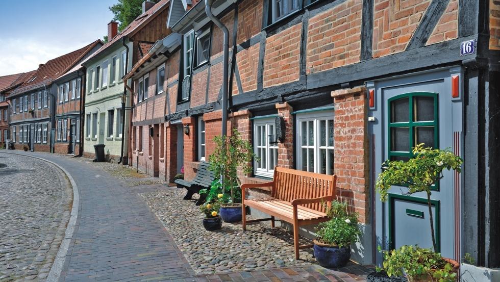 Historische vakwerkhuizen in de Elbe stad Boizenburg, © TMV/Neumann