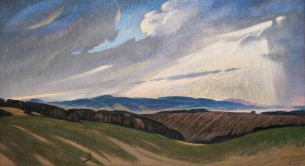 De schilder en zijn landschap, olieverf op doek, 2013, 110 x 190 cm, © Jan Eisenfeld