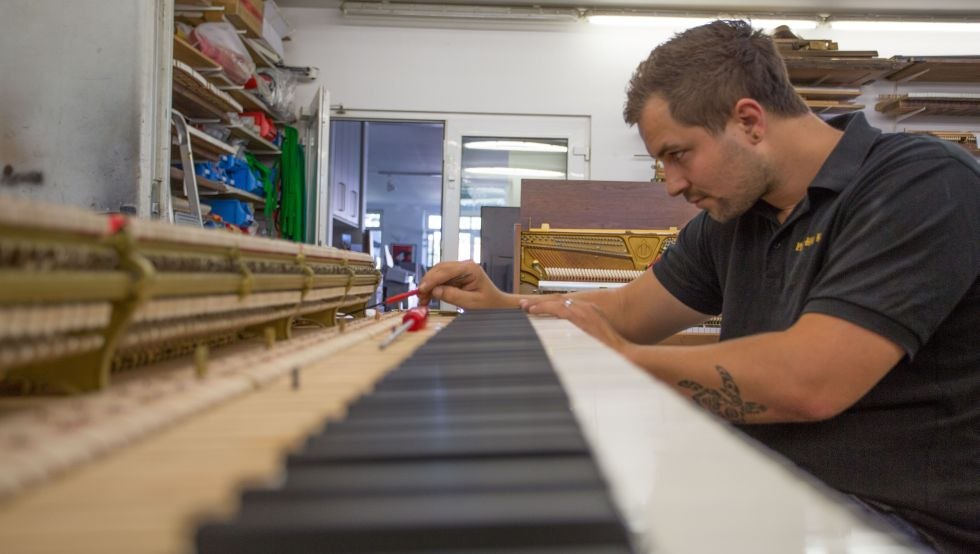 Werken aan het mechaniek van de vleugel, © Ecki Raff