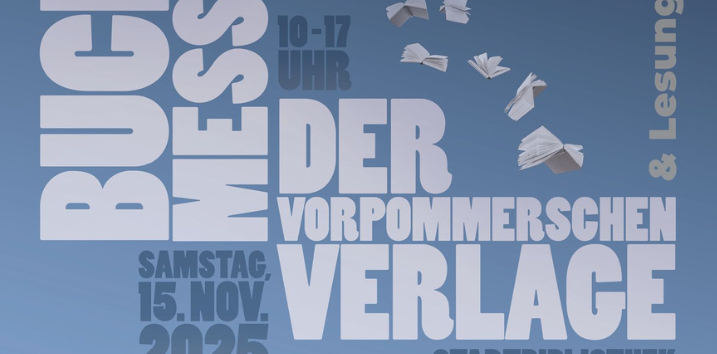 Advertising flyer with light blue background and white and dark blue lettering, © Stadtbibliothek Stralsund Advertising flyer with light blue background and white and dark blue lettering, © Stadtbibliothek Stralsund