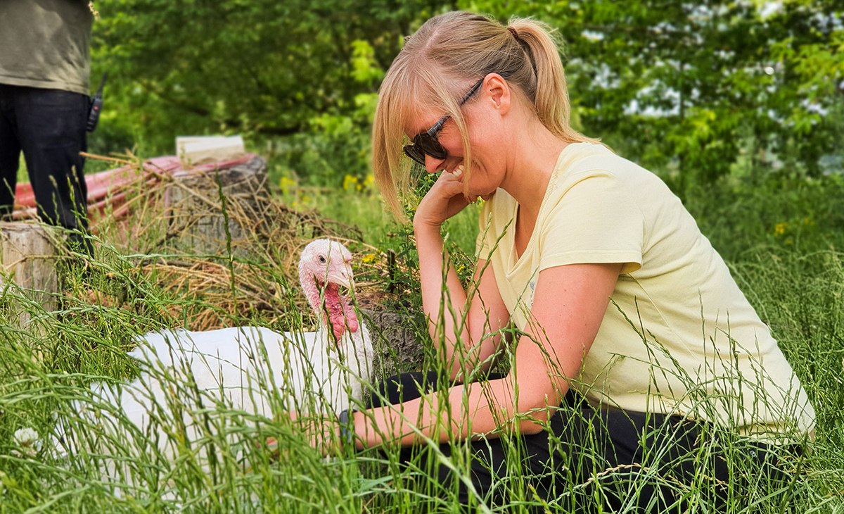 Indyk Odette i ludzki gość, © Land der Tiere