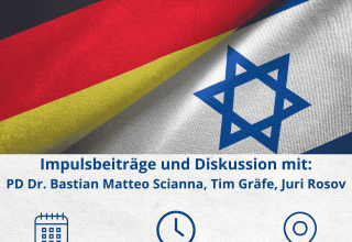 Sharepic zur Veranstaltung Die Flagge Israels und Deutschlands auf einen Weißen Hintergrund. // © KAS M-V Sharepic zur Veranstaltung Die Flagge Israels und Deutschlands auf einen Weißen Hintergrund. // © KAS M-V