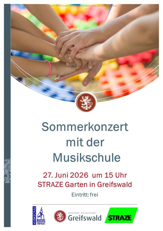 Sommerkonzert_mit_Schuelern_der_Musikschule_Greifswald_27.06.2026_um_15_Uhr // © Musikschule Sommerkonzert_mit_Schuelern_der_Musikschule_Greifswald_27.06.2026_um_15_Uhr // © Musikschule