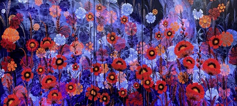 Olha Cheremushkina: Herinnering aan een bloeiend land. Schilderij, acryl op doek // © Olha Cheremushkina Olha Cheremushkina: Herinnering aan een bloeiend land. Schilderij, acryl op doek // © Olha Cheremushkina