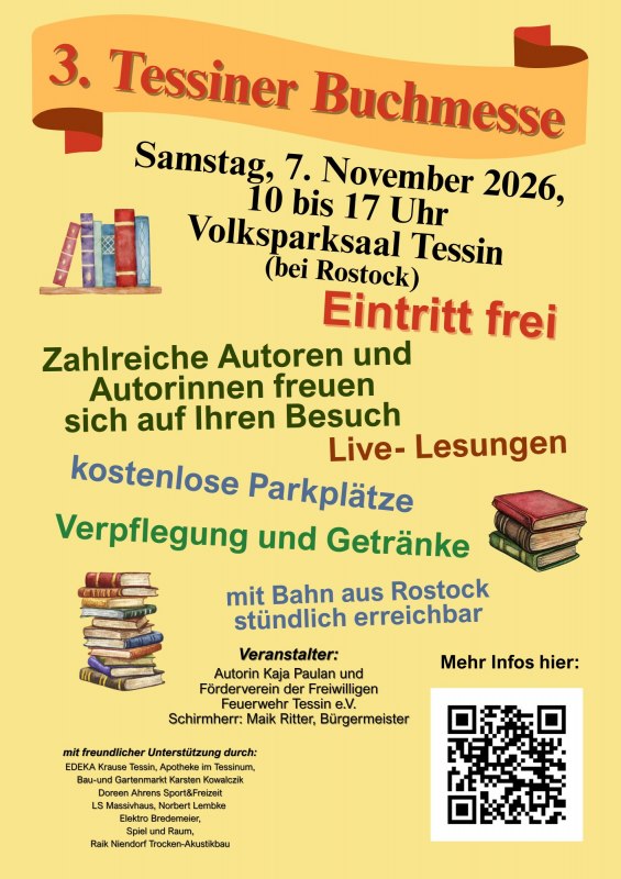 Plakat for den 3. bogmesse i Ticino den 7. november 2026 i Volksparksaal Tessin // © Hans-Jürgen Krull Plakat for den 3. bogmesse i Ticino den 7. november 2026 i Volksparksaal Tessin // © Hans-Jürgen Krull