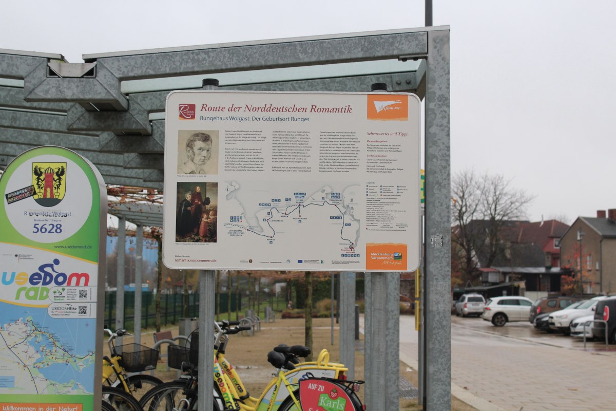 Information board about the Northern German romantic period route between the UBB stop and Runge House, &copy; tvv-anne wiegert