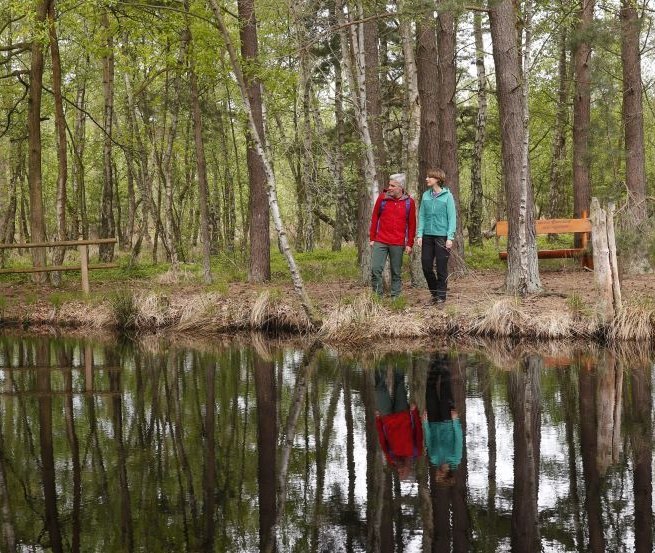 Wandelaars bij het veenmeer in het grote Ribnitz veen, © TMV/outdoor-visions.com