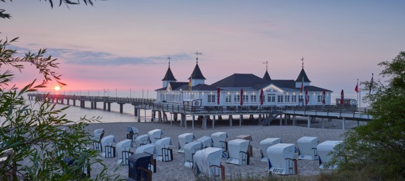 De pier in Ahlbeck nodigt uit tot romantische avondwandelingen, © TMV/Grundner