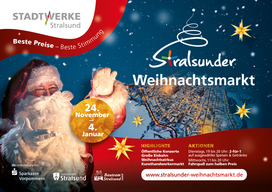 Jarmark bożonarodzeniowy w Stralsundzie, © Stadtwerke Stralsund