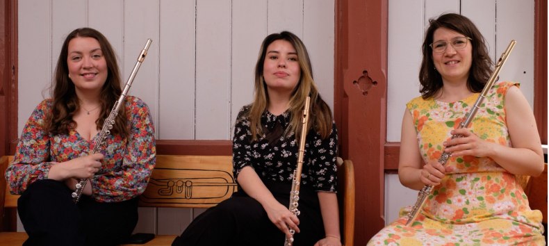 The musicians Heli Vaalamo (from left), Juliana D&iacute;az-Chico and Friederike Wendorf will be performing "Holiday greetings from France" in Vorbeck on July 3. // &copy; Foto: Matthias Ellinger