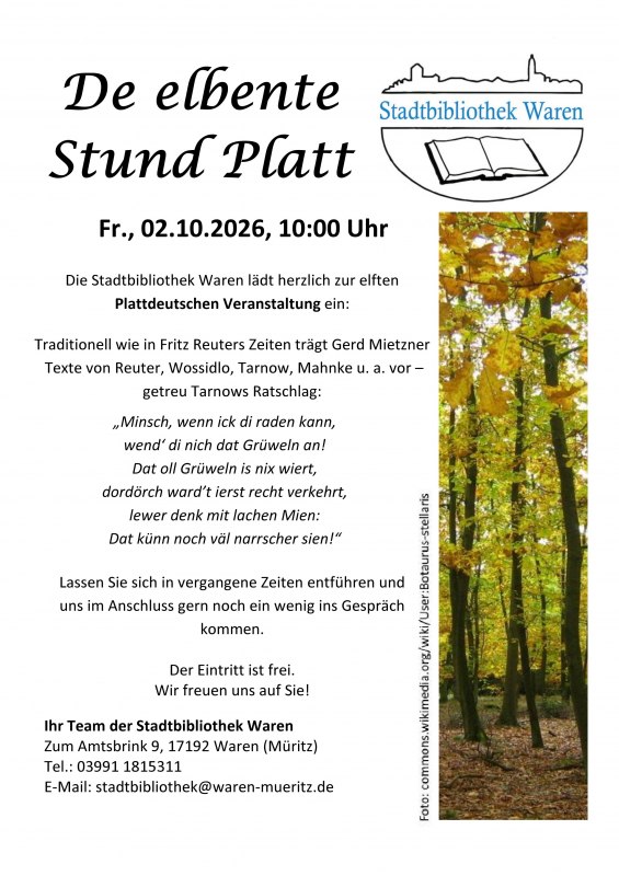 Gratis en zonder registratie // &copy; Stadtbibliothek Waren (M&uuml;ritz)