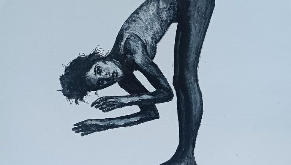 Gebogen. Zwart-wit acrylwerk, &copy; Johanna Puchert