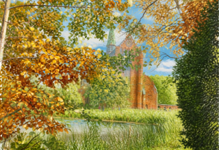 Blick über den Klosterteich auf das Münster; kolorierte Zeichnung, gestaltet mit Canva nach einer Bildvorlage. // © Stadt- und Bädermuseum Bad Doberan Blick über den Klosterteich auf das Münster; kolorierte Zeichnung, gestaltet mit Canva nach einer Bildvorlage. // © Stadt- und Bädermuseum Bad Doberan