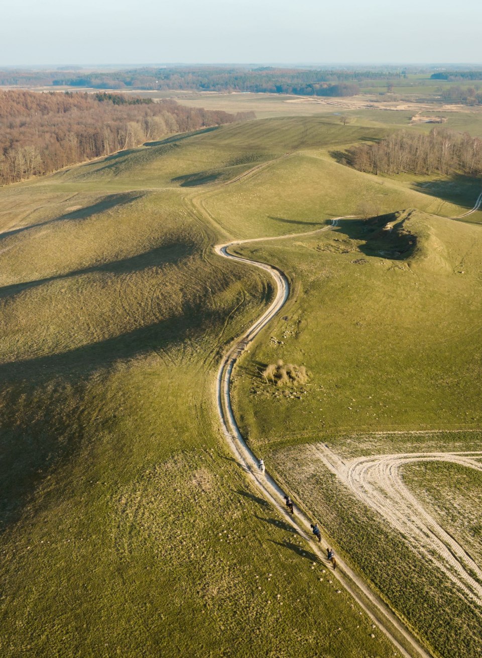 Een groep ruiters geniet van een ontspannen rit vanaf het landhuis Ehmkendorf door de brede, zacht glooiende Recknitz vallei. De weelderig groene heuvels en het rustige landschap vormen de perfecte achtergrond voor een vredige natuurbelevenis in Mecklenburg-Vorpommern., © TMV/Gross Een groep ruiters geniet van een ontspannen rit vanaf het landhuis Ehmkendorf door de brede, zacht glooiende Recknitz vallei. De weelderig groene heuvels en het rustige landschap vormen de perfecte achtergrond voor een vredige natuurbelevenis in Mecklenburg-Vorpommern.