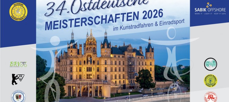 Plakat zu den 34. Ostdeutschen Meisterschaften 2026 im Kunstradfahren und Einradsport // &copy; Maik Gleitsmann, B2 Medien