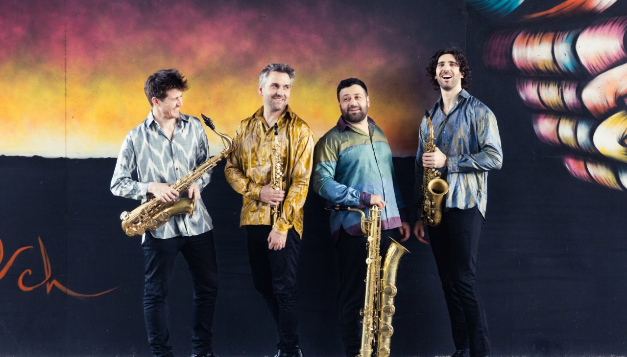 Blaž Kemperle - soprano saxophone,
Jacopo Taddei - alto saxophone,
Alan Lužar - tenor saxophone,
David Brand - baritone saxophone, © Signum Saxophon Quartett Blaž Kemperle - soprano saxophone,
Jacopo Taddei - alto saxophone,
Alan Lužar - tenor saxophone,
David Brand - baritone saxophone, © Signum Saxophon Quartett