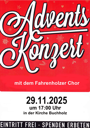 Advent concert with the Fahrenholz choir in the Buchholz village church, © Fahrenholzer Chor Advent concert with the Fahrenholz choir in the Buchholz village church, © Fahrenholzer Chor