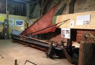 Replica of a dugout in the "History of tools" section // &copy; H.Koch / Dorf Museum Lohmen