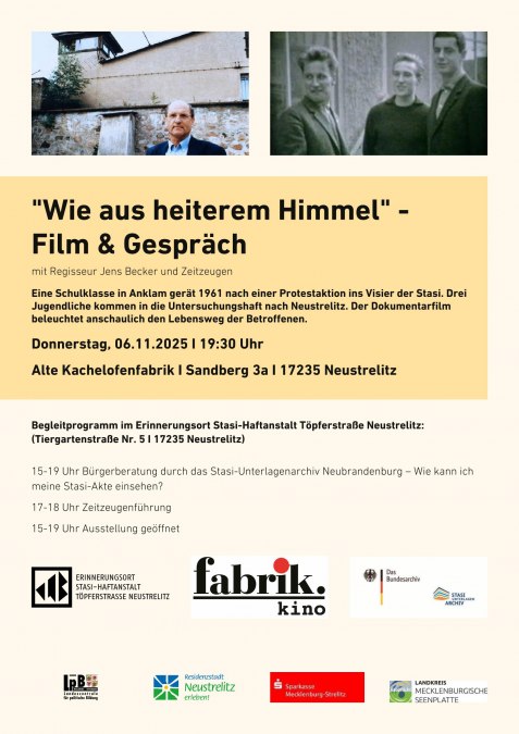 Film - niespodziewanie, © Erinnerungsort Stasi-Haftanstalt Film - niespodziewanie, © Erinnerungsort Stasi-Haftanstalt