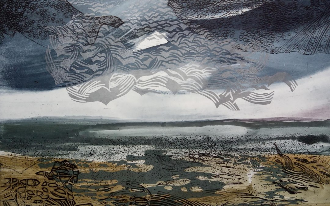 Strandlandschap in de avond, collage, © Christina Simon